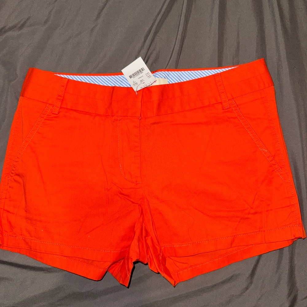 J. Crew Orange Chino Shorts Tailored Cotton Blend 3.5”